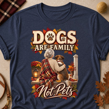 Dogs Are Family Not Pets Fall Colored Print T-Shirt - Heather Navy - Brooke & Belle