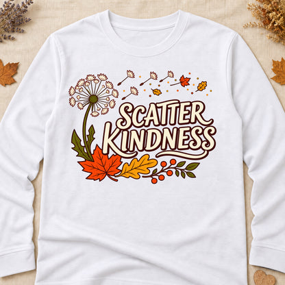 Scatter Kindness Fall Colored Print Long Sleeves - White - Brooke & Belle