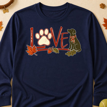 Love Paw Fall Colored Print Long Sleeves - Navy - Brooke & Belle