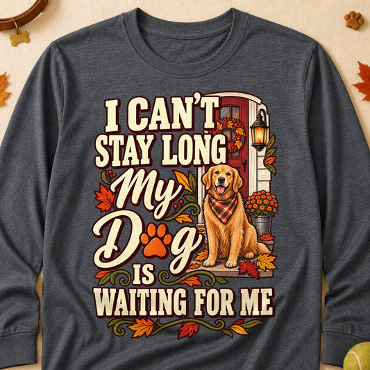 Dog Is Waiting For Me Fall Colored Print Long Sleeves - Dark Heather - Brooke & Belle