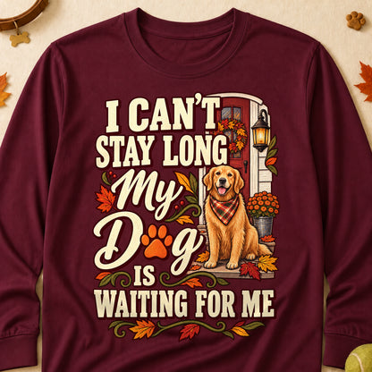 Dog Is Waiting For Me Fall Colored Print Long Sleeves - Maroon - Brooke & Belle