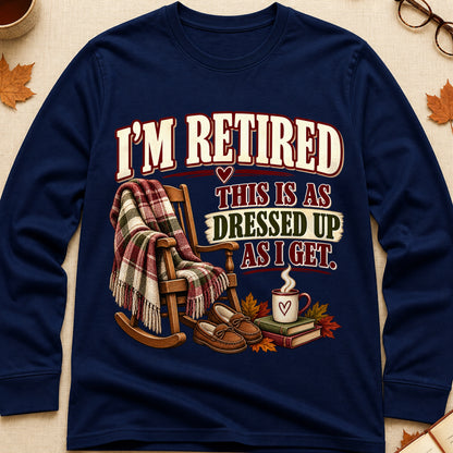 Retired As Dressed Up As I Get Fall Colored Print Long Sleeves - Navy - Brooke & Belle
