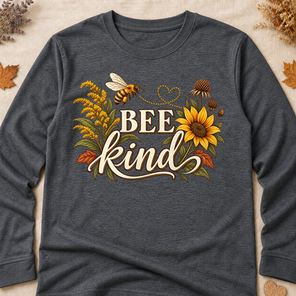 Bee Kind Fall Colored Print Long Sleeves - Dark Heather - Brooke & Belle