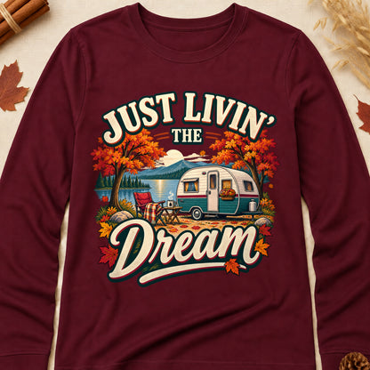 Just Livin' The Dream Fall Colored Print Long Sleeves - Maroon - Brooke & Belle