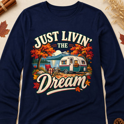 Just Livin' The Dream Fall Colored Print Long Sleeves - Navy - Brooke & Belle