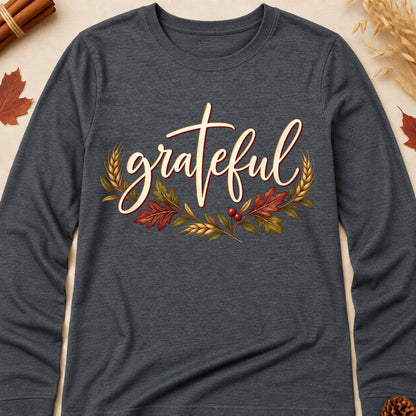 Grateful Fall Long Colored Print Sleeves - Dark Heather - Brooke & Belle
