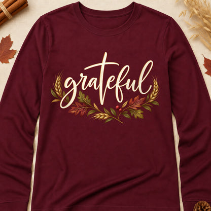Grateful Fall Long Colored Print Sleeves - Maroon - Brooke & Belle