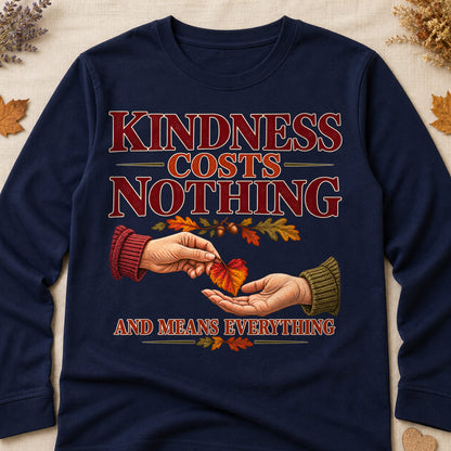 Kindness Costs Nothing And Means Everything Fall Colored Print Long Sleeves - Navy - Brooke & Belle