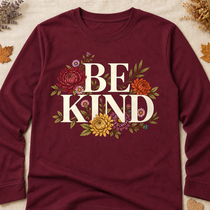 Be Kind Fall Colored Print Long Sleeves - Maroon - Brooke & Belle