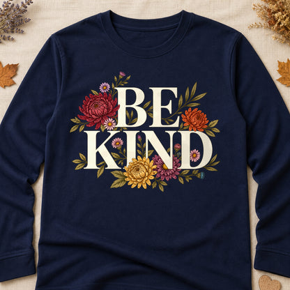 Be Kind Fall Colored Print Long Sleeves - Navy - Brooke & Belle