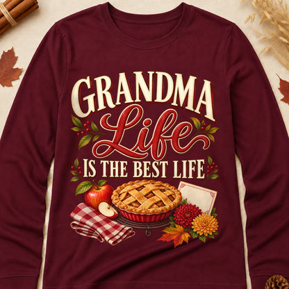 Grandma Life Is The Best Life Fall Colored Print Long Sleeves - Maroon - Brooke & Belle
