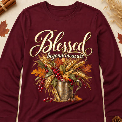 Blessed Beyond Measure Fall Colored Print Long Sleeves - Maroon - Brooke & Belle