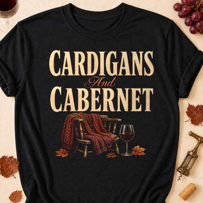 Cardigans And Cabernet Fall Colored Print T-Shirt - Black - Brooke & Belle