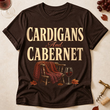 Cardigans And Cabernet Fall Colored Print T-Shirt - Dark Chocolate - Brooke & Belle