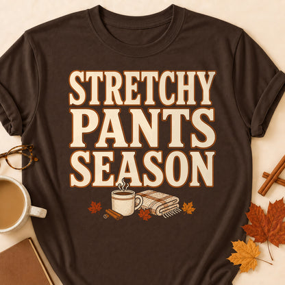 Stretchy Pants Season Fall Colored Print T-Shirt - Dark Chocolate - Brooke & Belle