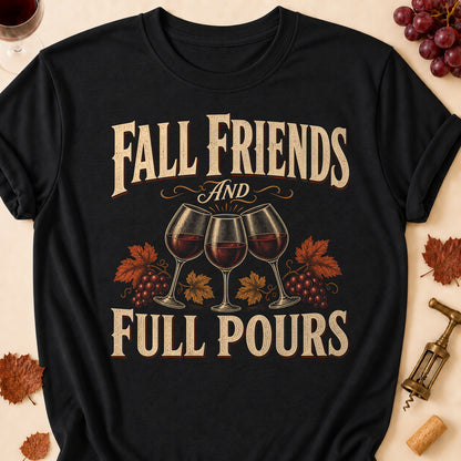 Fall Friends And Full Pours Fall Colored Print T-Shirt - Black - Brooke & Belle