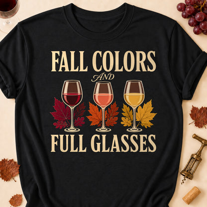 Fall Colors And Full Glasses Fall Colored Print T-Shirt - Black - Brooke & Belle