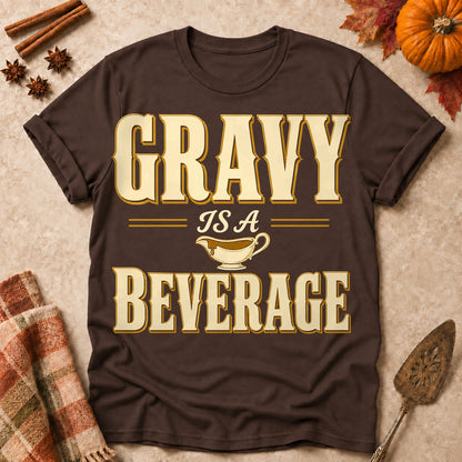 Gravy Is A Beverage Fall Colored Print T-Shirt - Dark Chocolate - Brooke & Belle