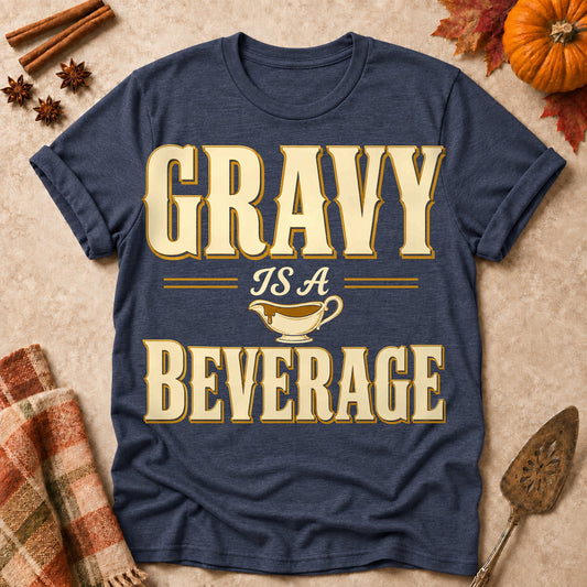 Gravy Is A Beverage Fall Colored Print T-Shirt - Heather Navy - Brooke & Belle