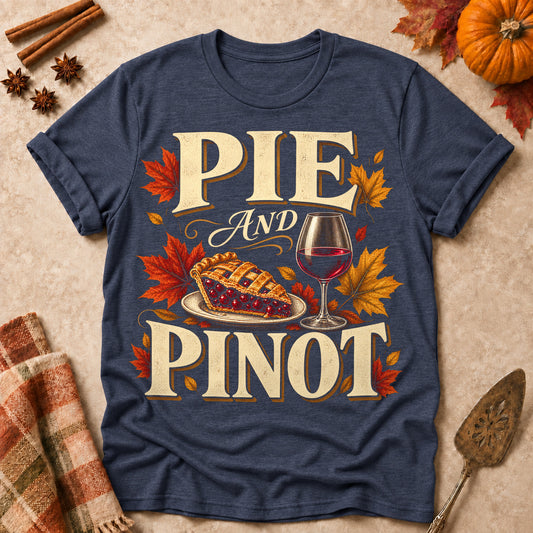 Pie And Pinot Fall Colored Print T-Shirt - Heather Navy - Brooke & Belle