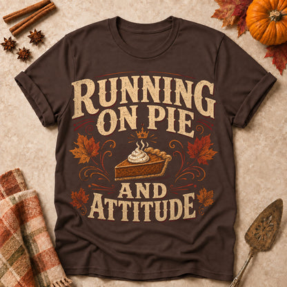 Running On Pie And Attitude Fall Colored Print T-Shirt - Dark Chocolate - Brooke & Belle