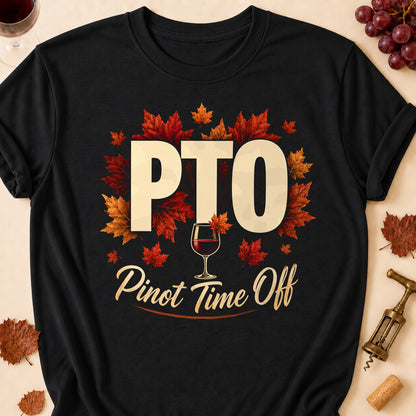 PTO Pinot Time Off Fall Colored Print T-Shirt - Black - Brooke & Belle