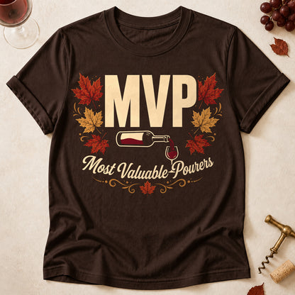 MVP Most Valuable Pourers Fall Colored Print T-Shirt - Dark Chocolate - Brooke & Belle