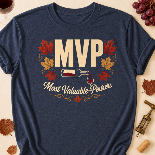 MVP Most Valuable Pourers Fall Colored Print T-Shirt - Heather Navy - Brooke & Belle