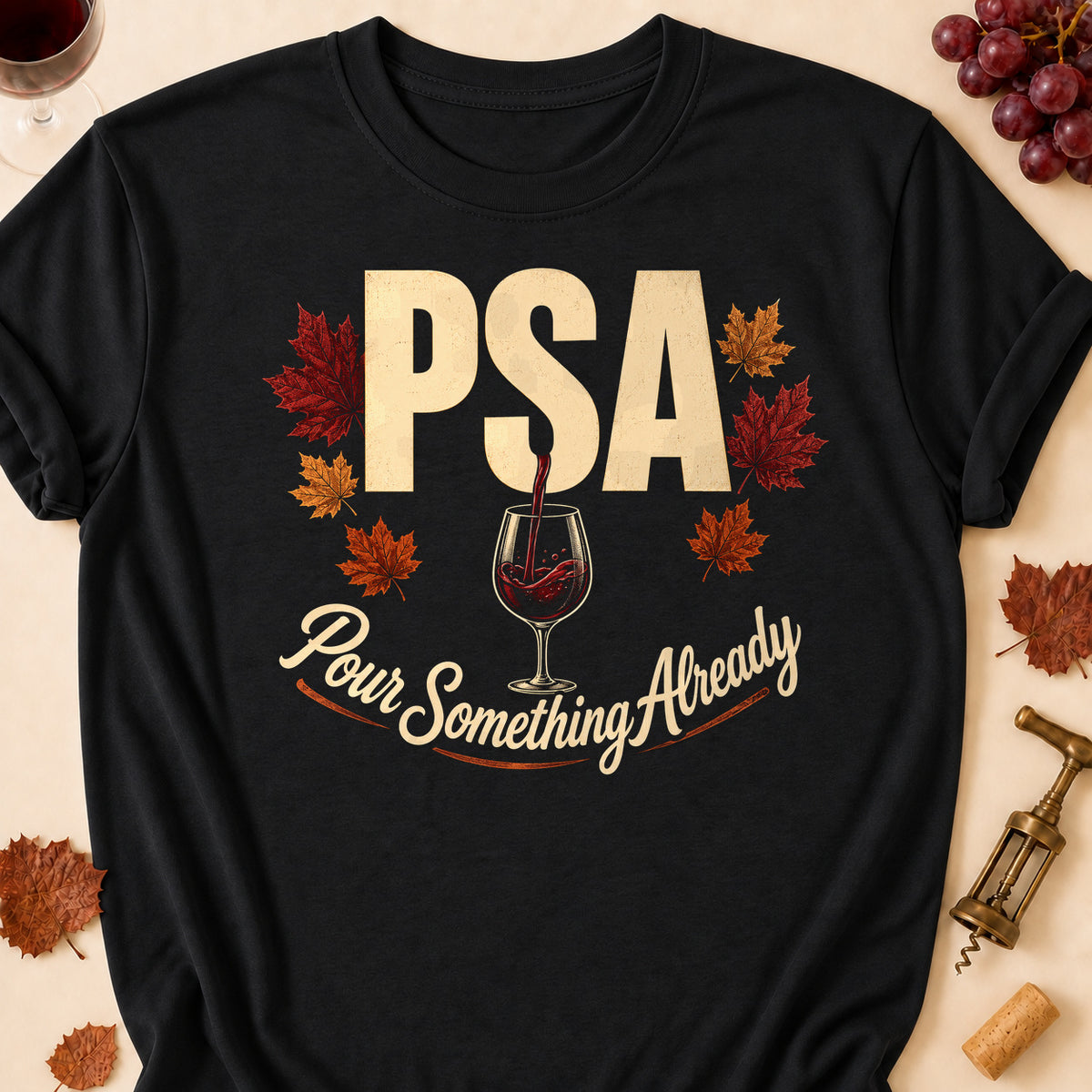 PSA Pour Something Already Fall Colored Print T-Shirt - Black - Brooke & Belle