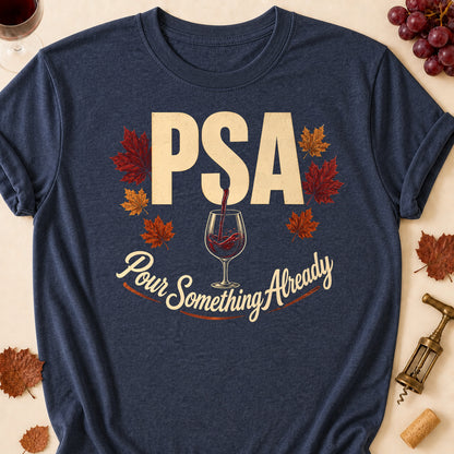 PSA Pour Something Already Fall Colored Print T-Shirt - Heather Navy - Brooke & Belle