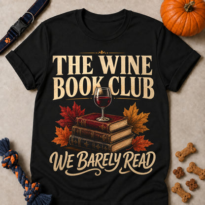 The Wine Book Club We Barely Read Fall Colored Print T-Shirt - Black - Brooke & Belle