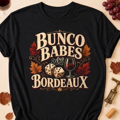 Bunco Babes And Bordeaux Fall Colored Print T-Shirt - Black - Brooke & Belle