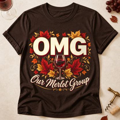 OMG Our Merlot Group Fall Colored Print T-Shirt - Dark Chocolate - Brooke & Belle