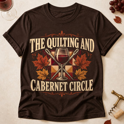 The Quilting And Cabernet Circle Fall Colored Print T-Shirt - Dark Chocolate - Brooke & Belle