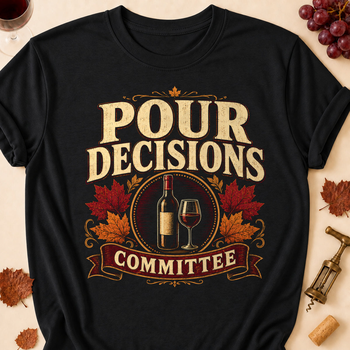 Pour Decisions Committee Fall Colored Print T-Shirt - Black - Brooke & Belle