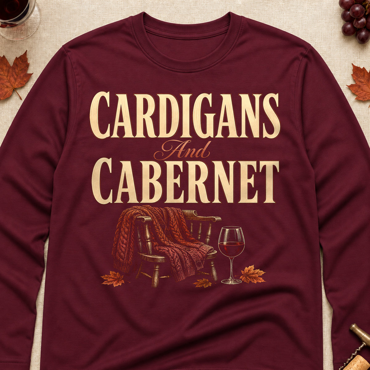 Cardigans And Cabernet Fall Colored Print Long Sleeves - Maroon - Brooke & Belle