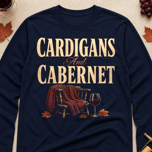 Cardigans And Cabernet Fall Colored Print Long Sleeves - Navy - Brooke & Belle