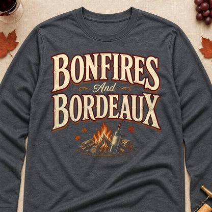 Bonfires And Bordeaux Fall Colored Print Long Sleeves - Dark Heather - Brooke & Belle