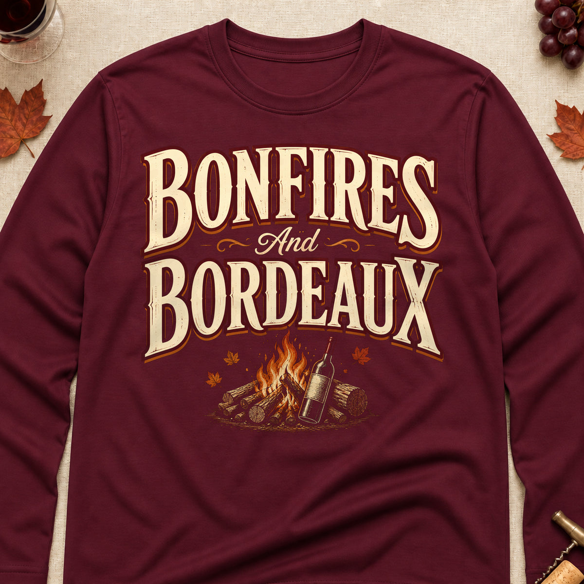 Bonfires And Bordeaux Fall Colored Print Long Sleeves - Maroon - Brooke & Belle