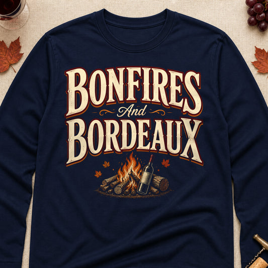 Bonfires And Bordeaux Fall Colored Print Long Sleeves - Navy - Brooke & Belle