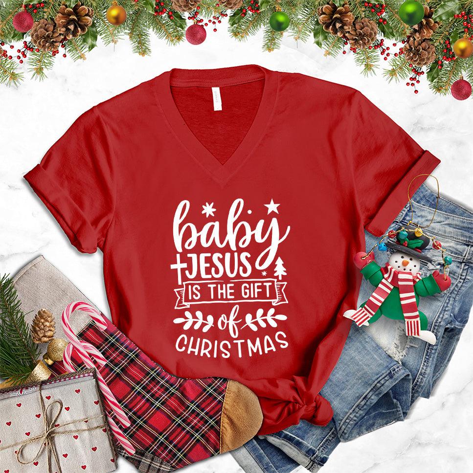 Baby Jesus Is The Gift Of Christmas V-Neck - Brooke & Belle