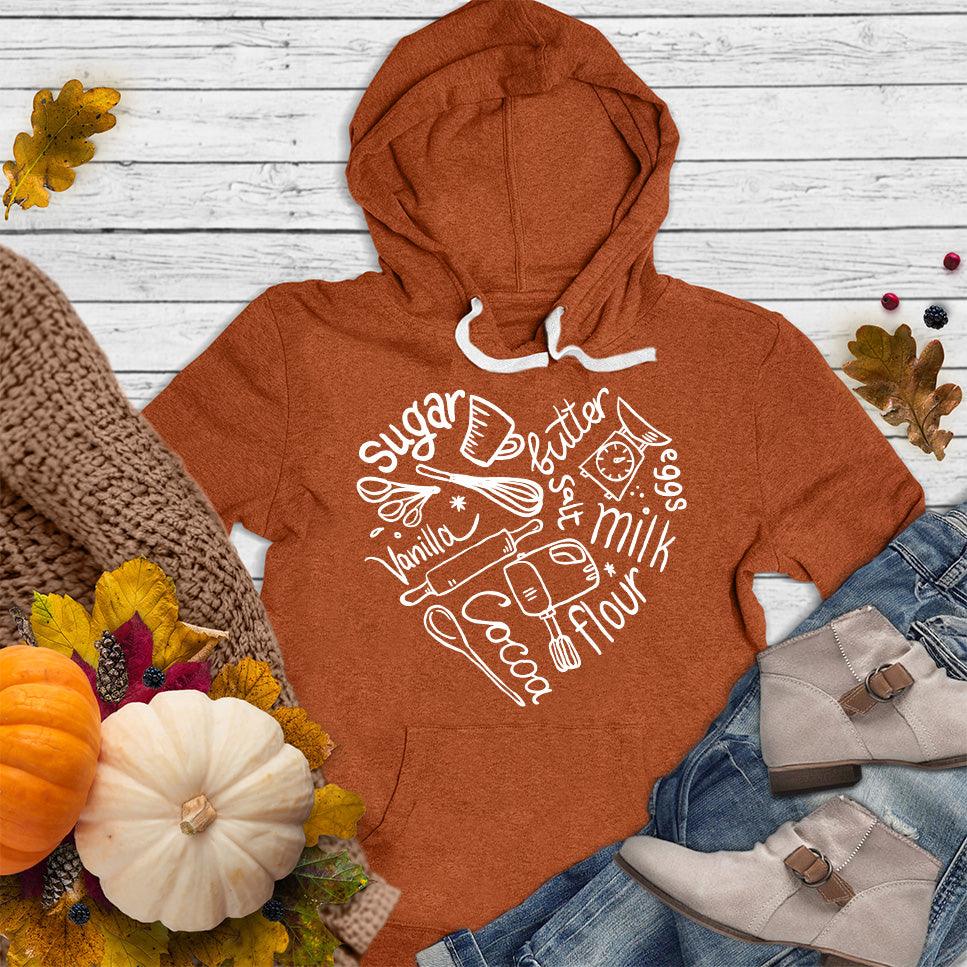 Bakery Heart Hoodie Autumn - Cozy bakery-themed hoodie with playful ingredient design, perfect for casual or home wear.