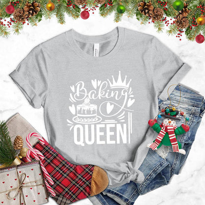 Baking Queen T-Shirt Athletic Heather - Illustrated Baking Queen graphic tee with whimsical cake and crown design, perfect for style-savvy bakers.