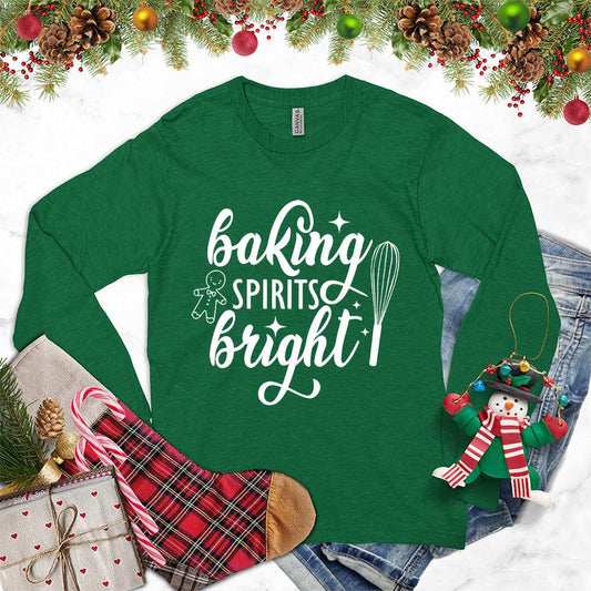 Baking Spirits Bright Long Sleeves Kelly - Long sleeve tee with 'Baking Spirits Bright' festive baking design