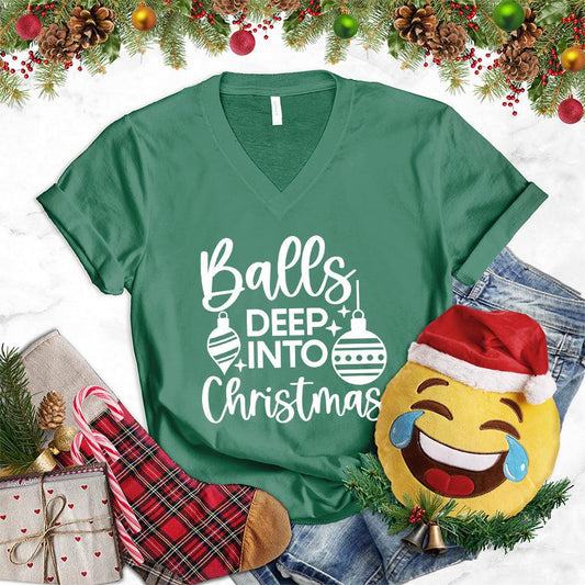 Balls Deep Into Christmas V-Neck - Brooke & Belle