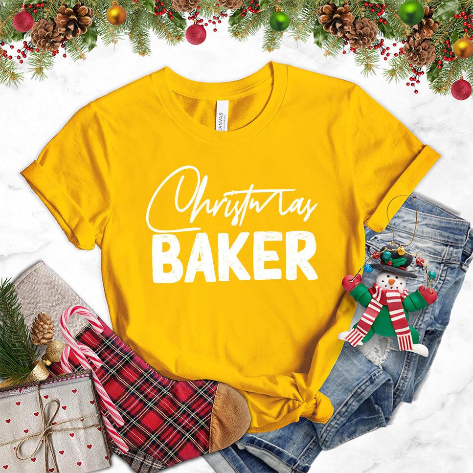 Christmas Baker T-Shirt Gold - Festive Christmas Baker themed t-shirt with fun holiday graphic