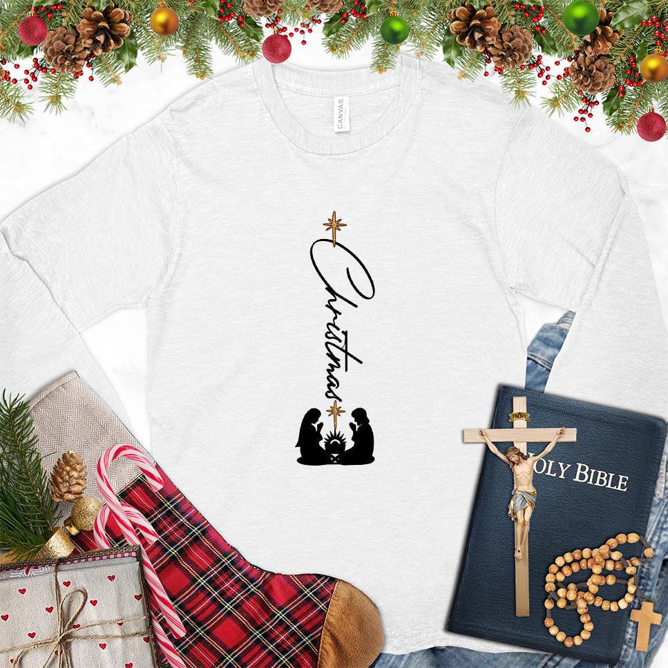Christmas Family Colored Edition Long Sleeves White - Festive long sleeve Christmas tee with cheerful holiday design, perfect for family gatherings