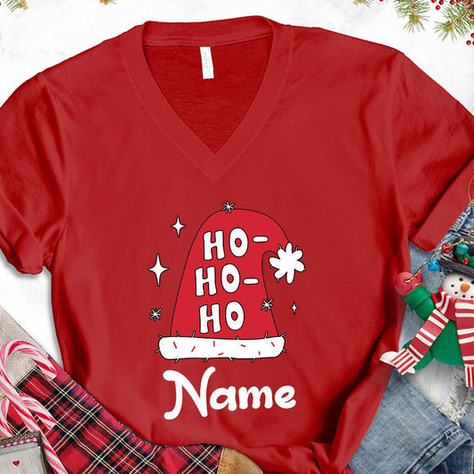 Christmas Hat Colored Edition Personalized Version 2 V-Neck - Brooke & Belle