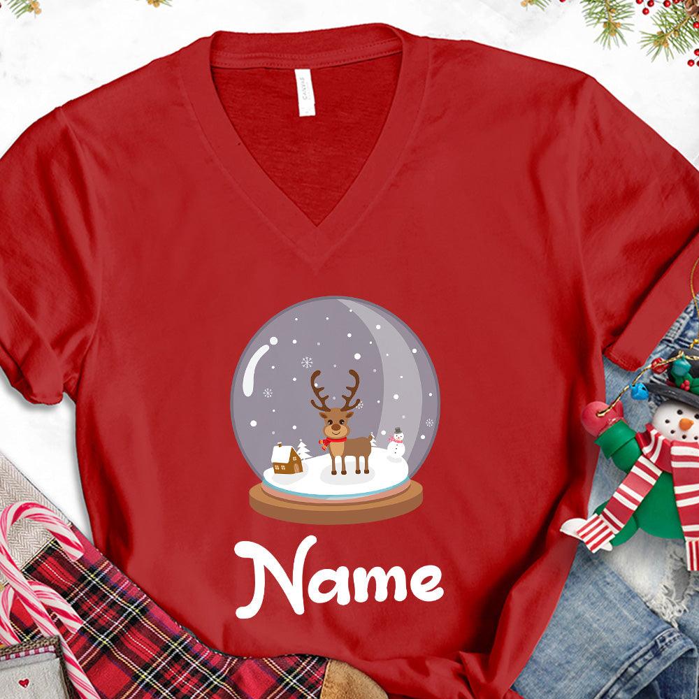 Christmas Snow Globe Colored Edition Personalized Version 1 V-Neck - Brooke & Belle