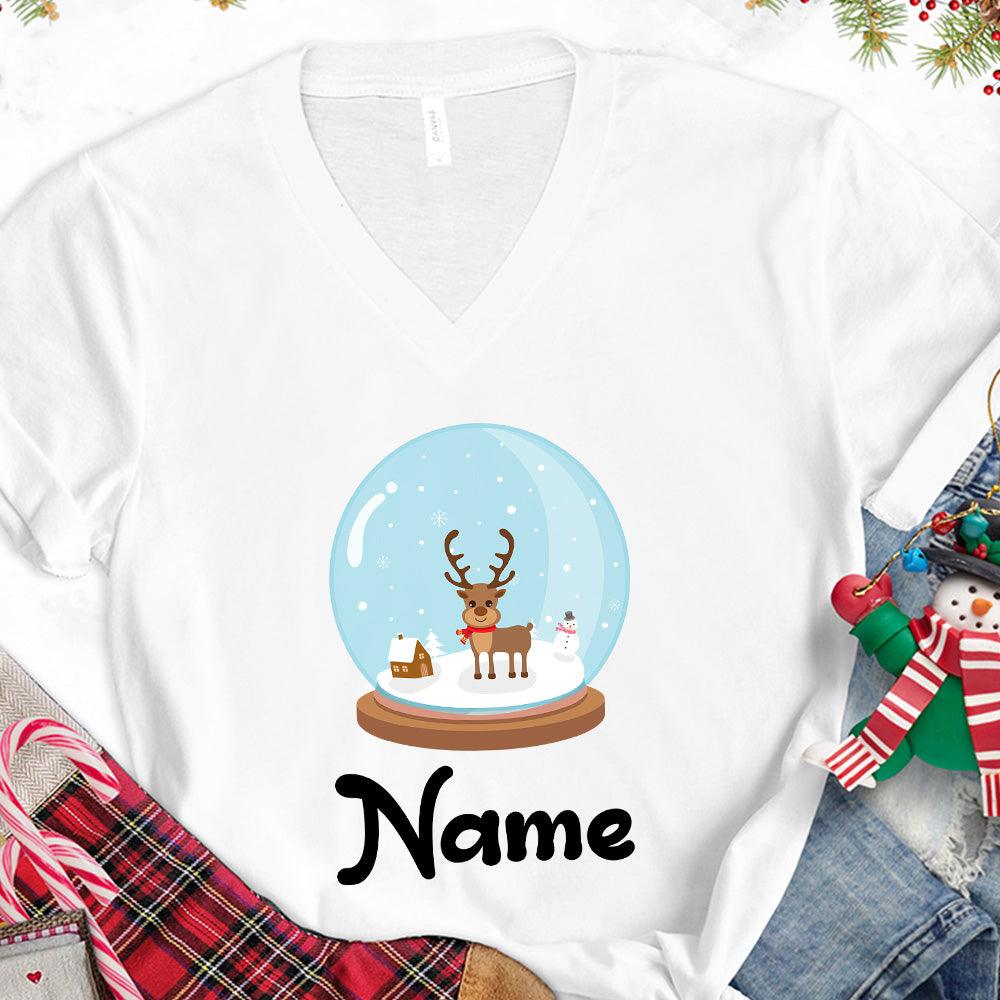 Christmas Snow Globe Colored Edition Personalized Version 1 V-Neck - Brooke & Belle